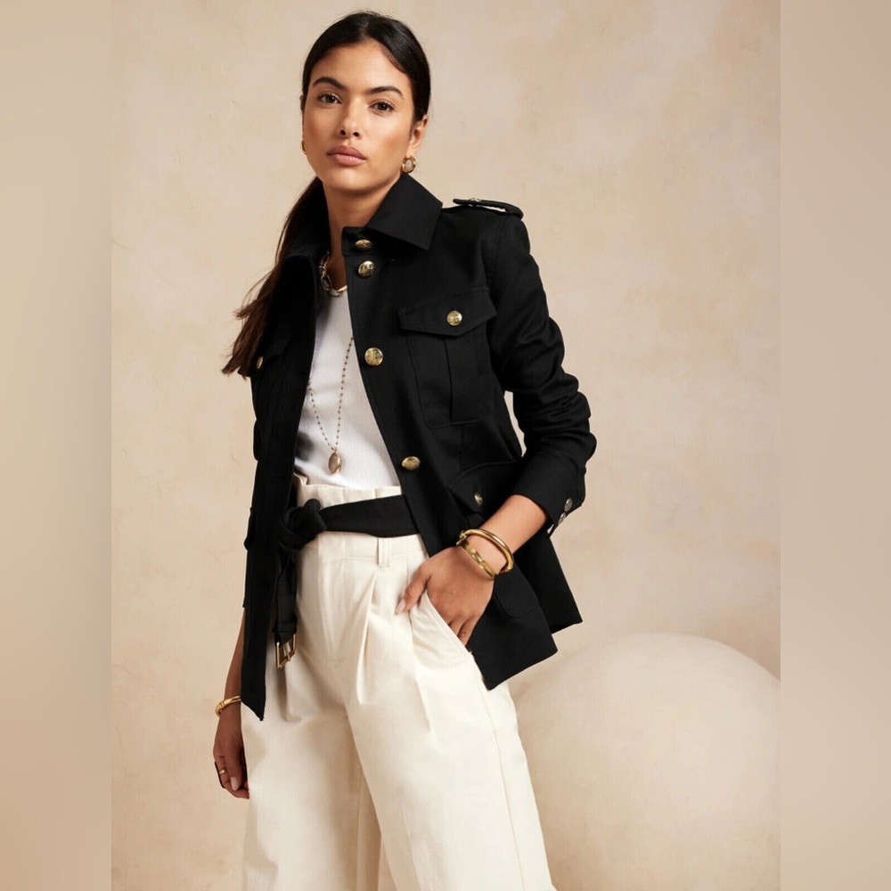 Banana Republic Black Utility Jacket with Belted Waist